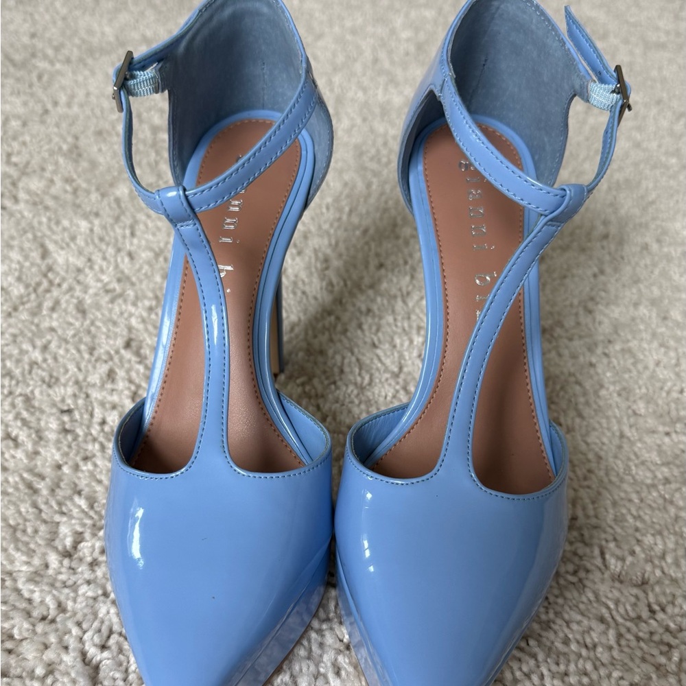 Gianni Bini Blue T-Strap Platform Heels